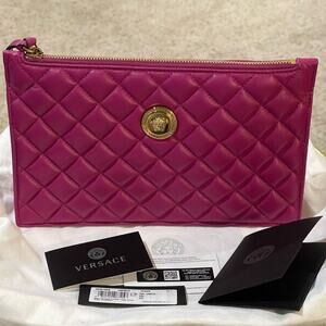 Versace Quilted Lambskin Leather Pouch - Brand New!